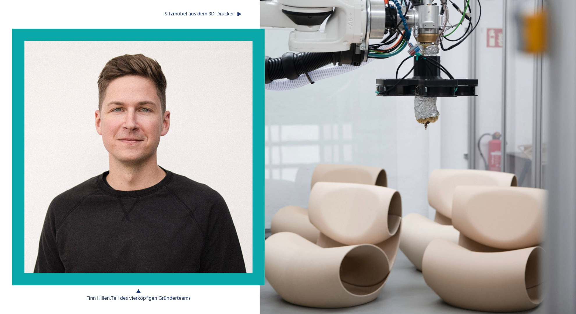 Finn Hillen, Teil des vierköpfigen Gründerteams | Sitzmöbel aus dem 3-D-Drucker